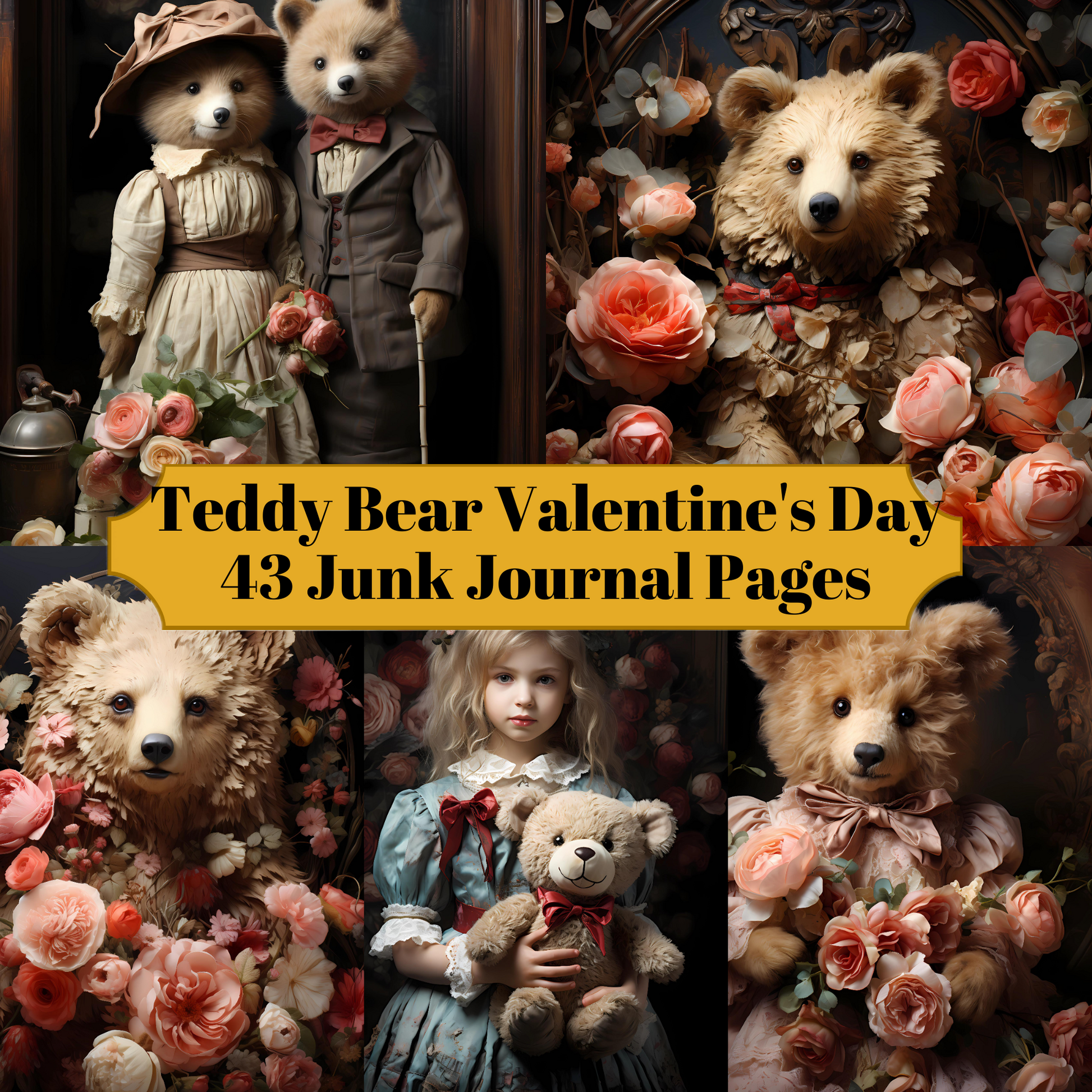 Teddy Bear Valentine's Day Junk Journal Pages - CraftNest