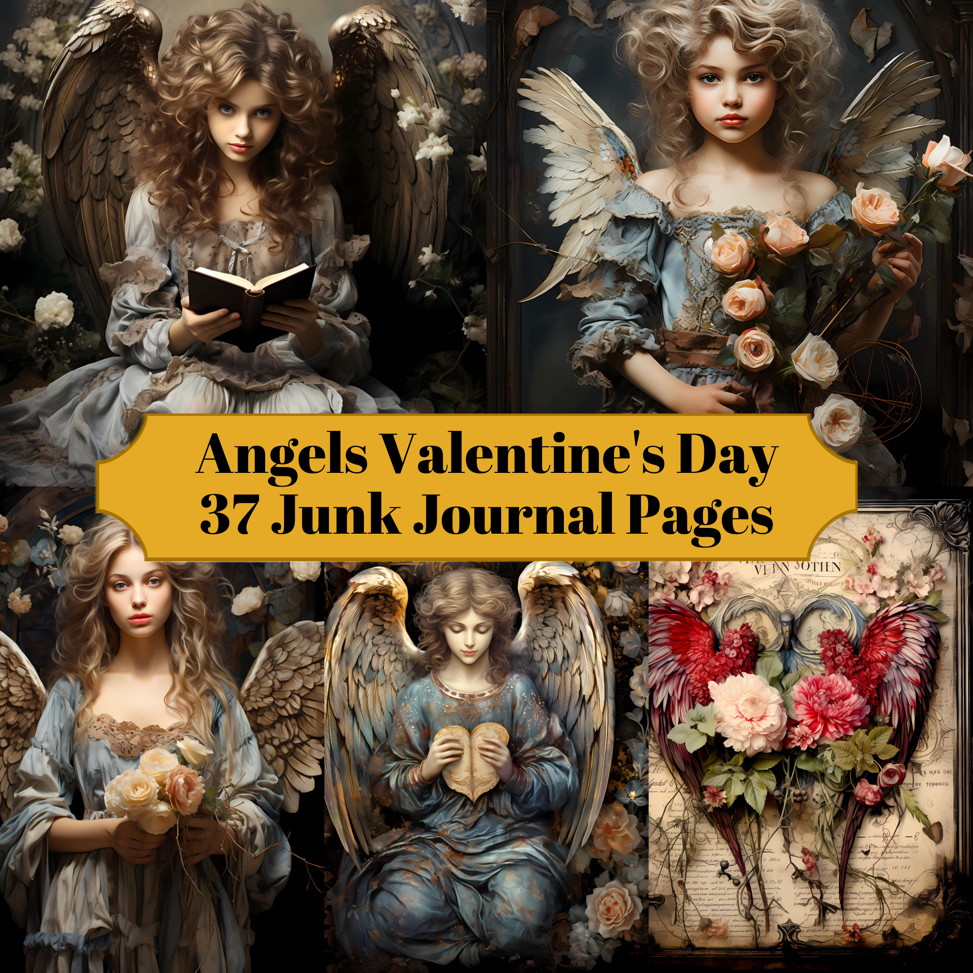 Angels Valentine's Day Junk Journal Pages - CraftNest