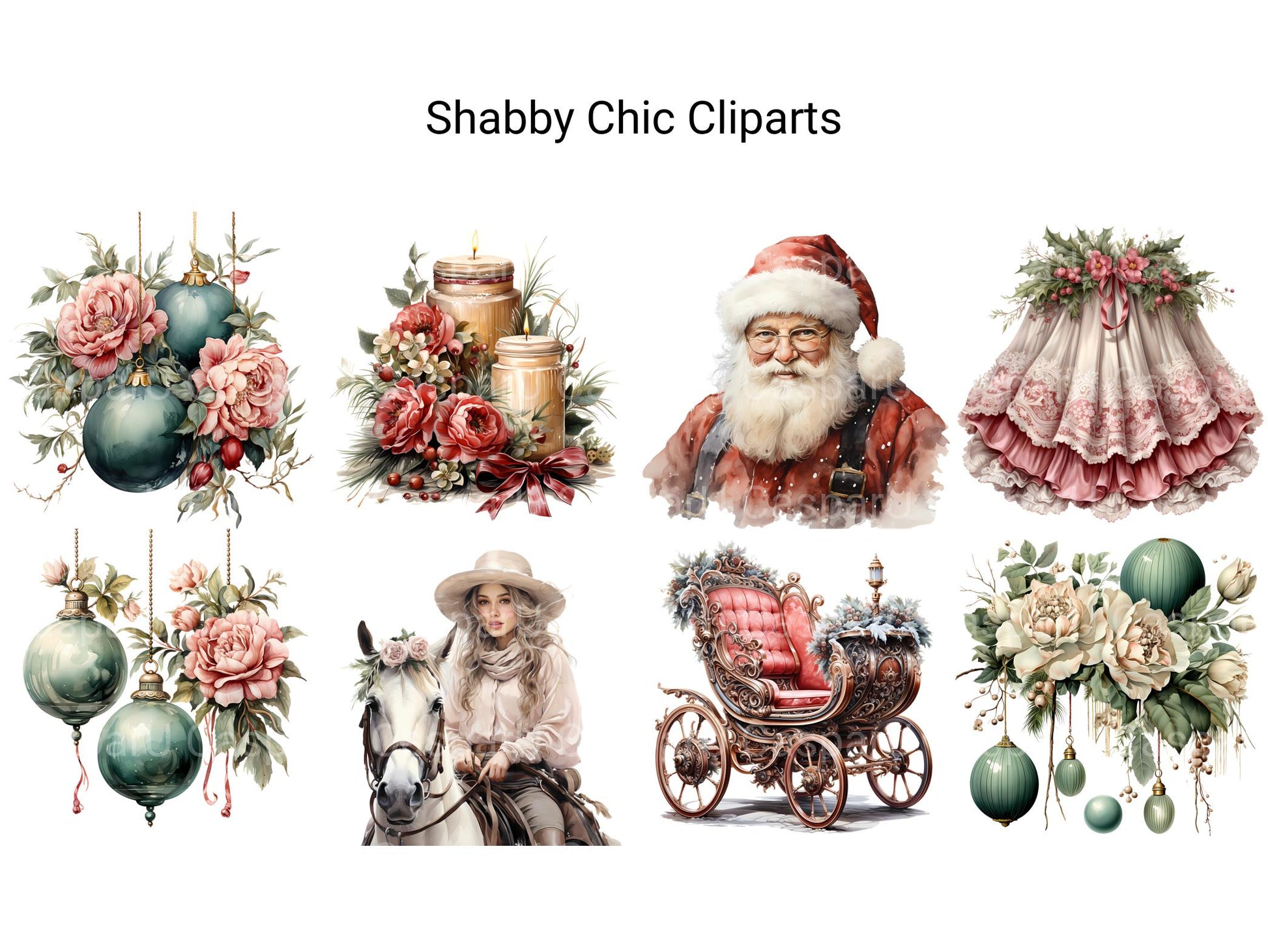 Shabby Chic Christmas Clipart - CraftNest