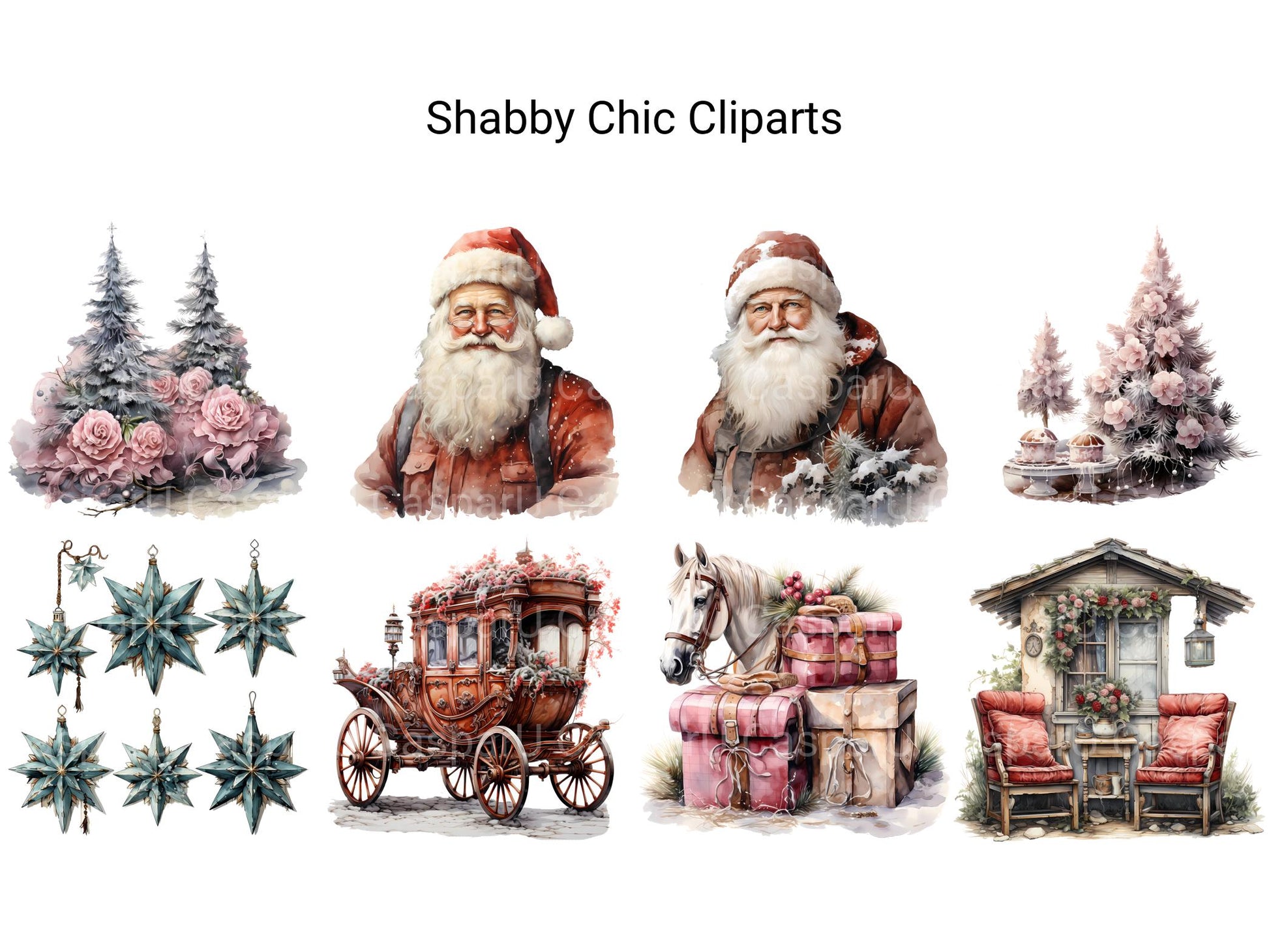 Shabby Chic Christmas Clipart - CraftNest