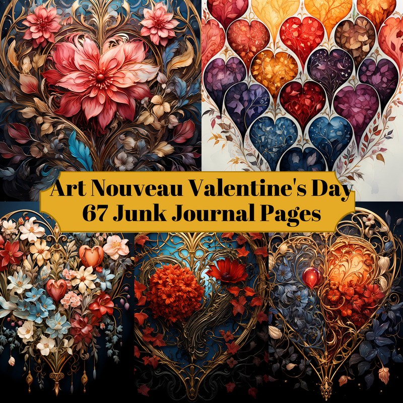 Art Nouveau Valentine's Day Junk Journal Pages - CraftNest