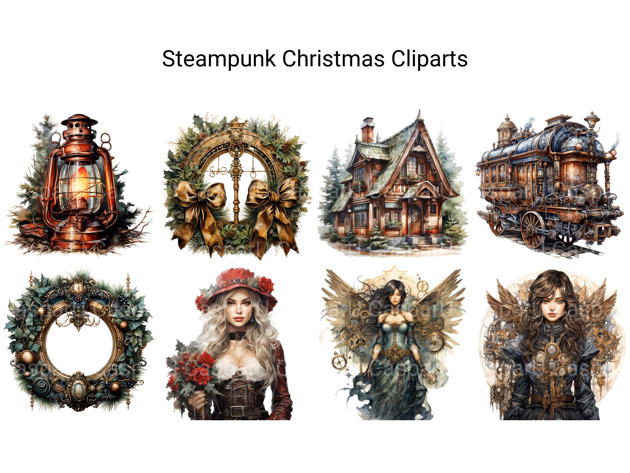 Steampunk Christmas Clipart - CraftNest