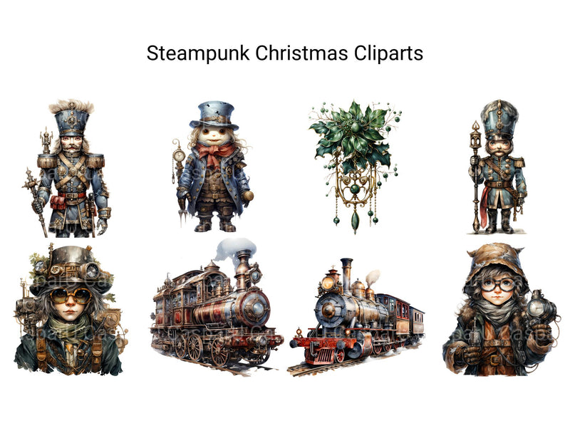 Steampunk Christmas Clipart - CraftNest