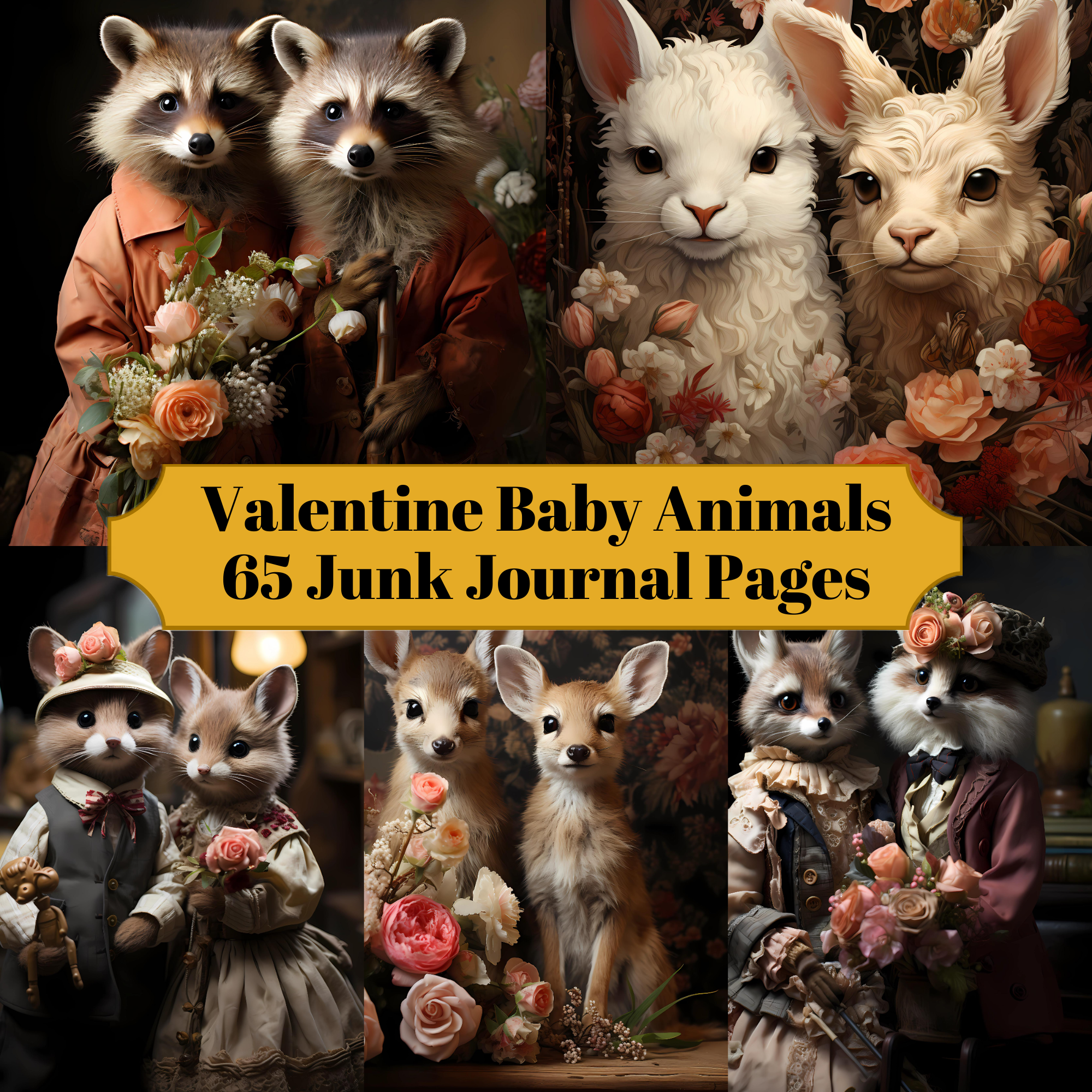 Baby Animals Valentine's Day Junk Journal Pages - CraftNest