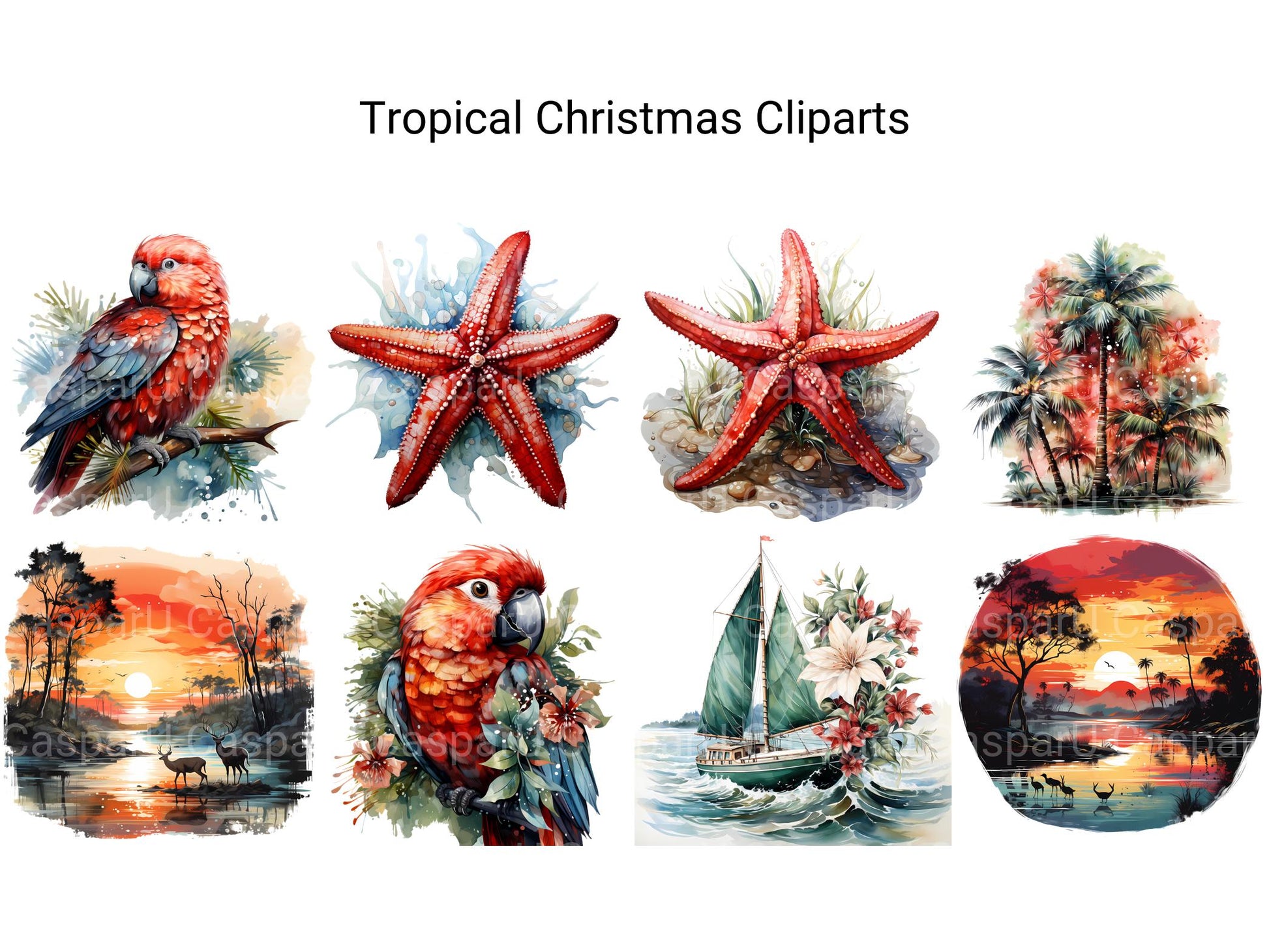 Tropical Christmas Clipart - CraftNest