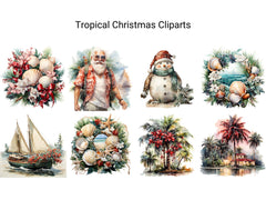 Tropical Christmas Clipart - CraftNest