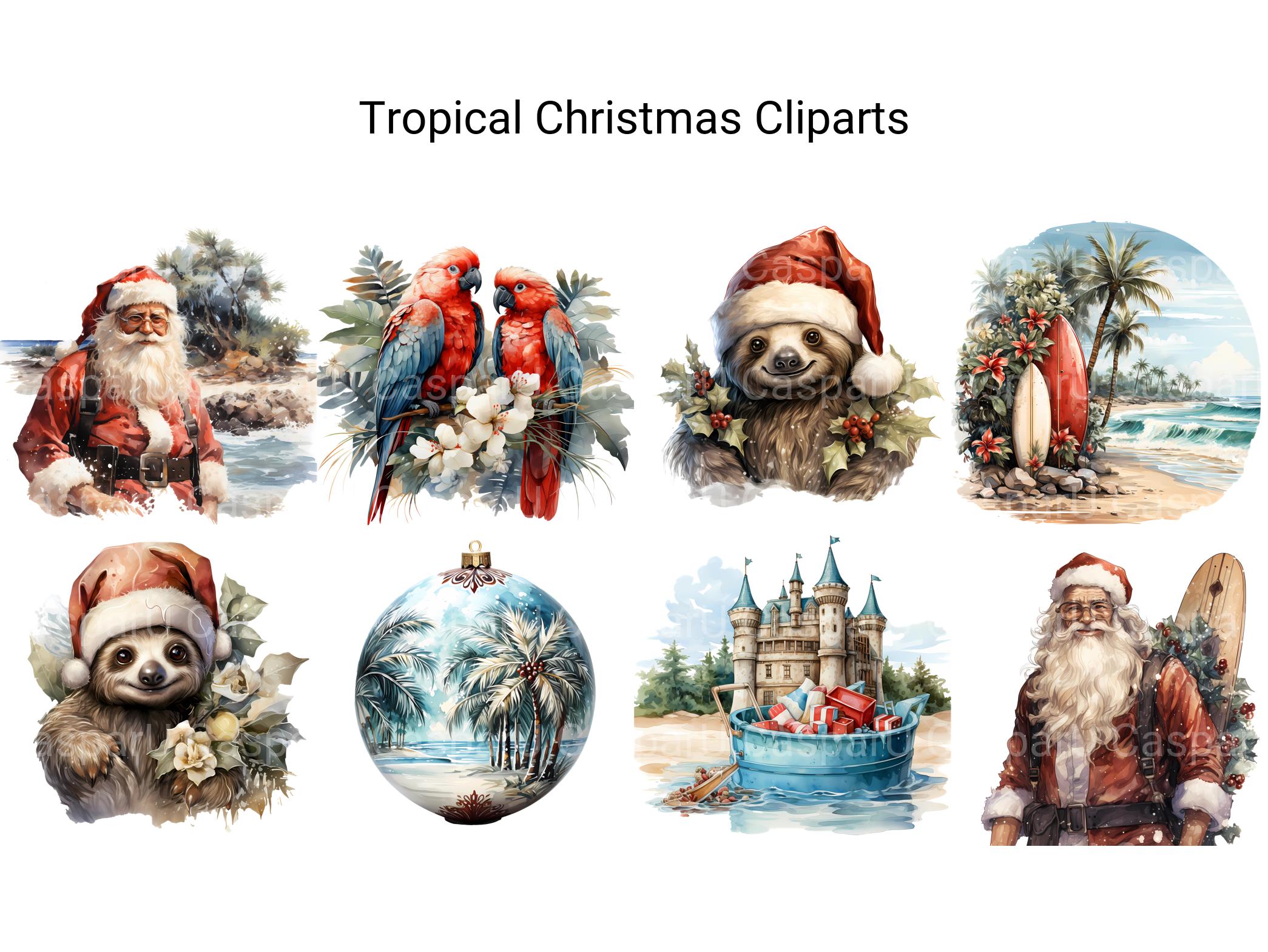 Tropical Christmas Clipart - CraftNest