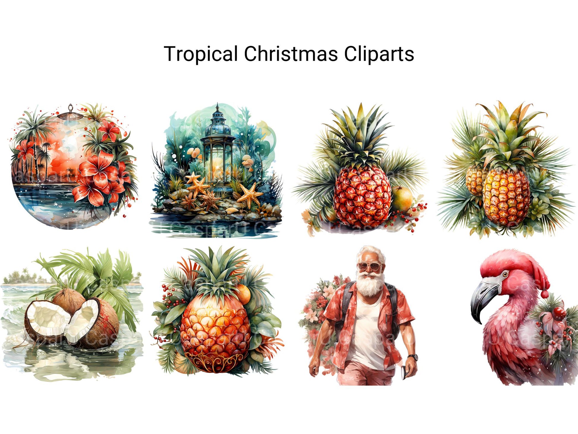 Tropical Christmas Clipart - CraftNest