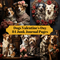 Dogs Valentine's Day Junk Journal Pages - CraftNest