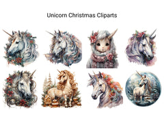 Unicorn Christmas Clipart - CraftNest