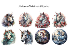 Unicorn Christmas Clipart - CraftNest