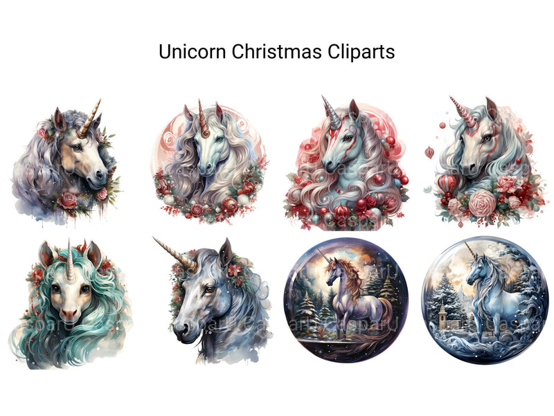 Unicorn Christmas Clipart - CraftNest