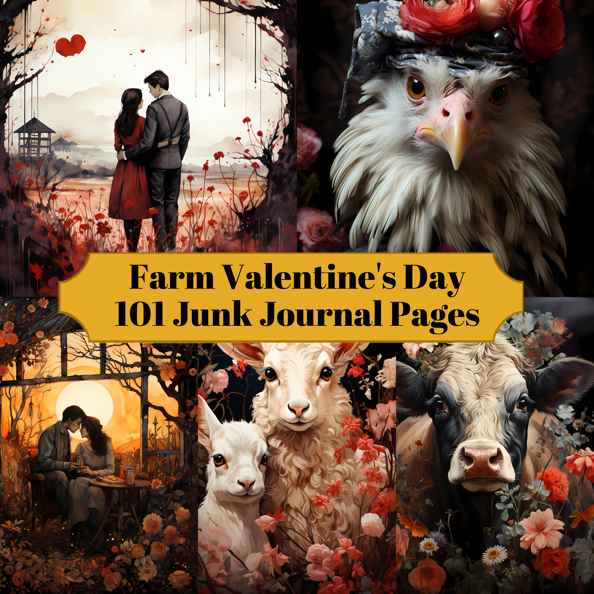 Farm Valentine's Day Junk Journal Pages - CraftNest