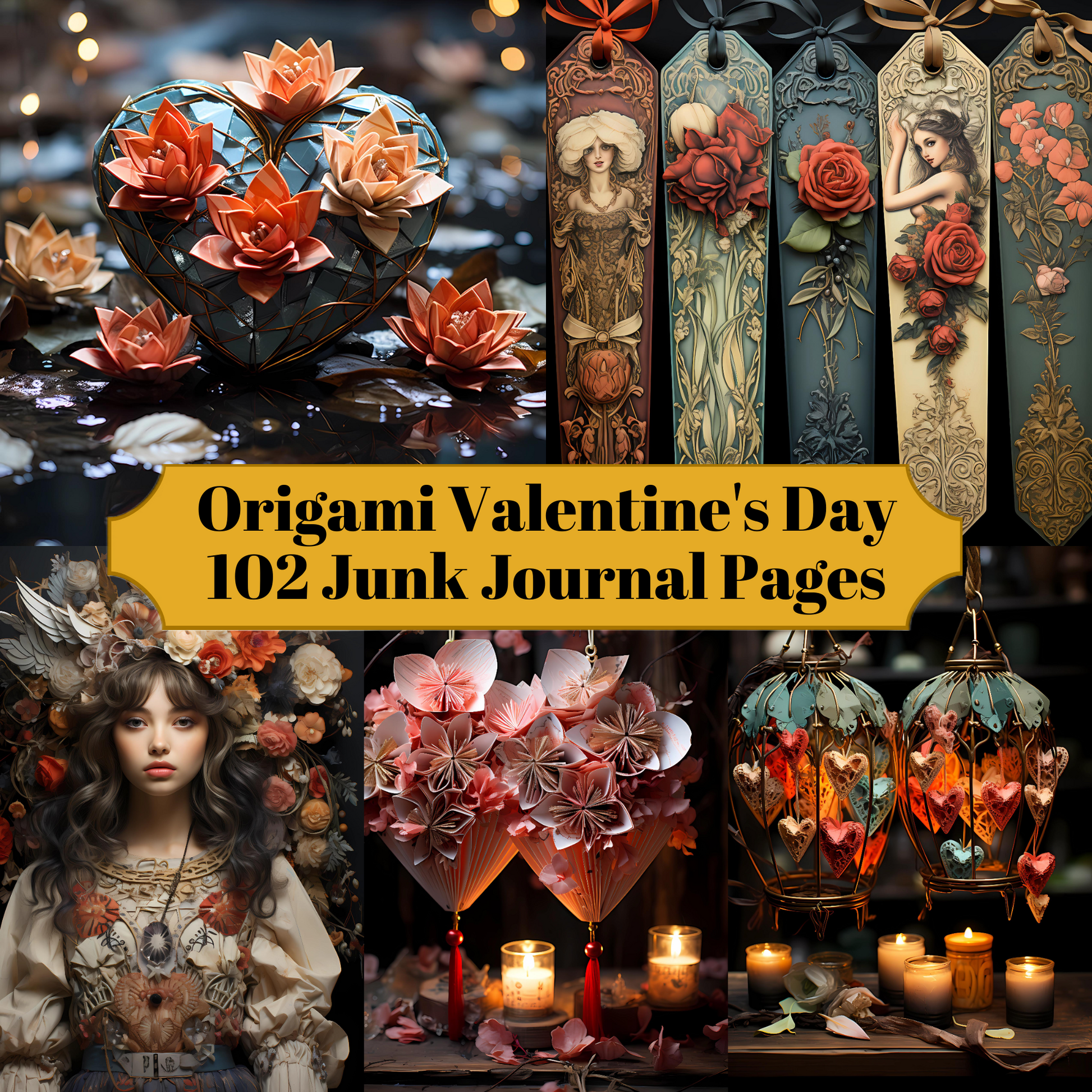 Origami Valentine's Day Junk Journal Pages - CraftNest