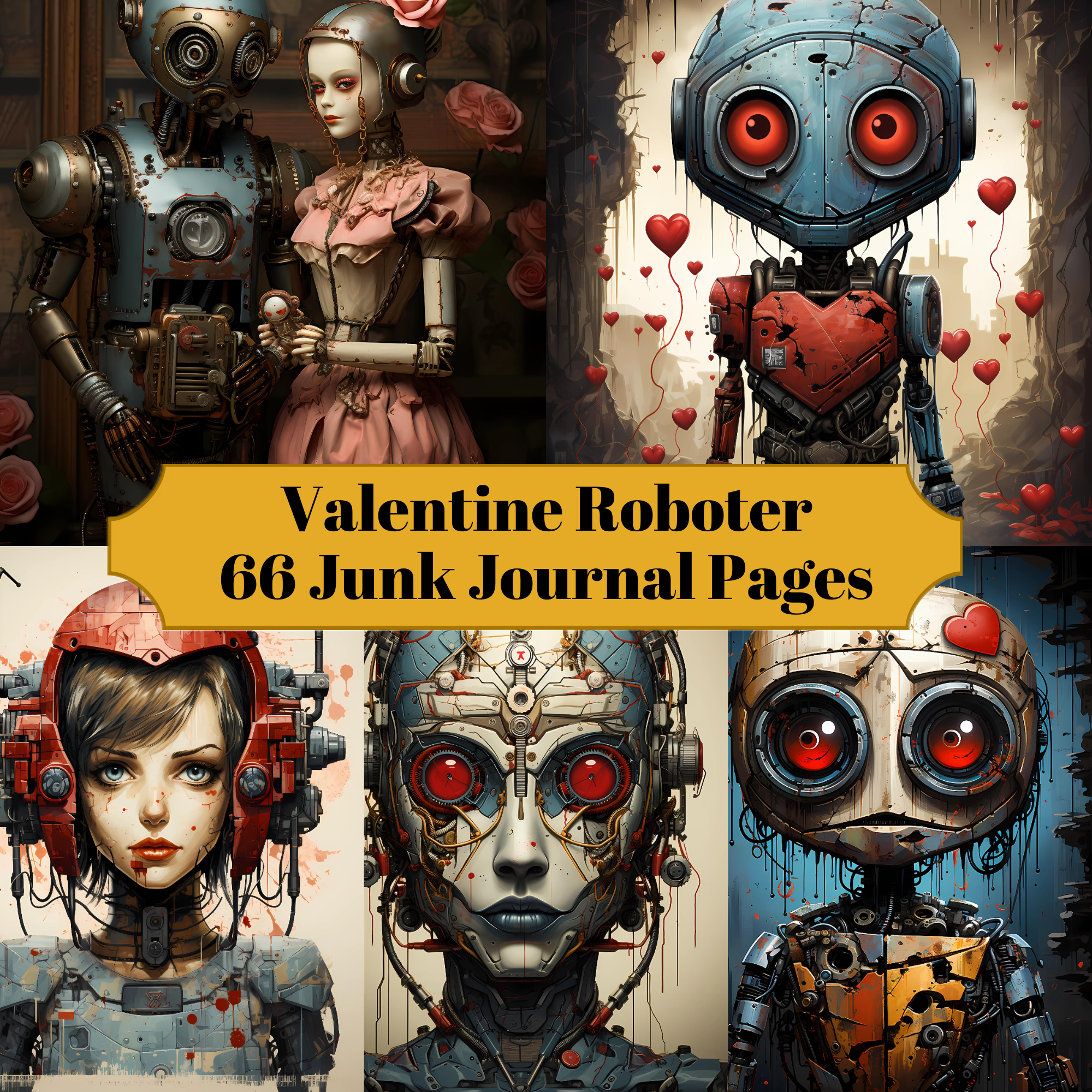 Roboter Valentine's Day Junk Journal Pages - CraftNest