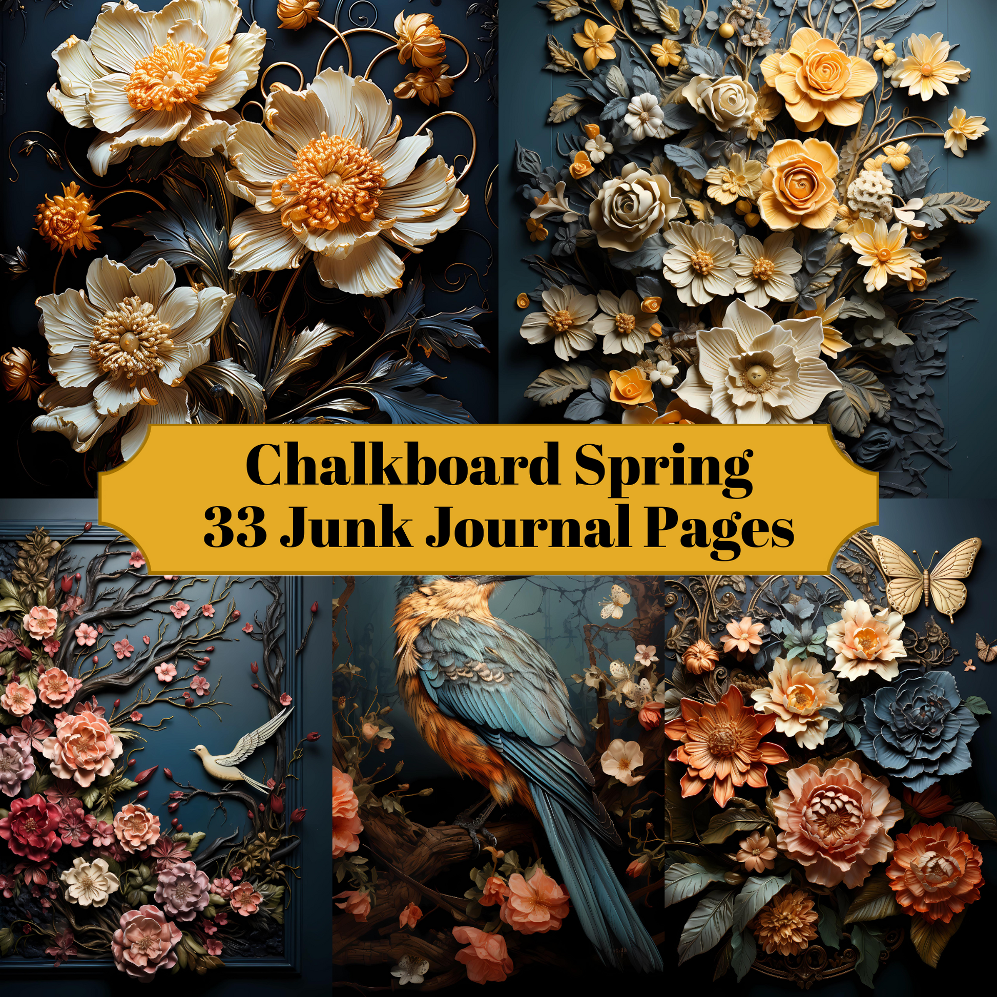 Chalkboard Spring Junk Journal Pages - CraftNest