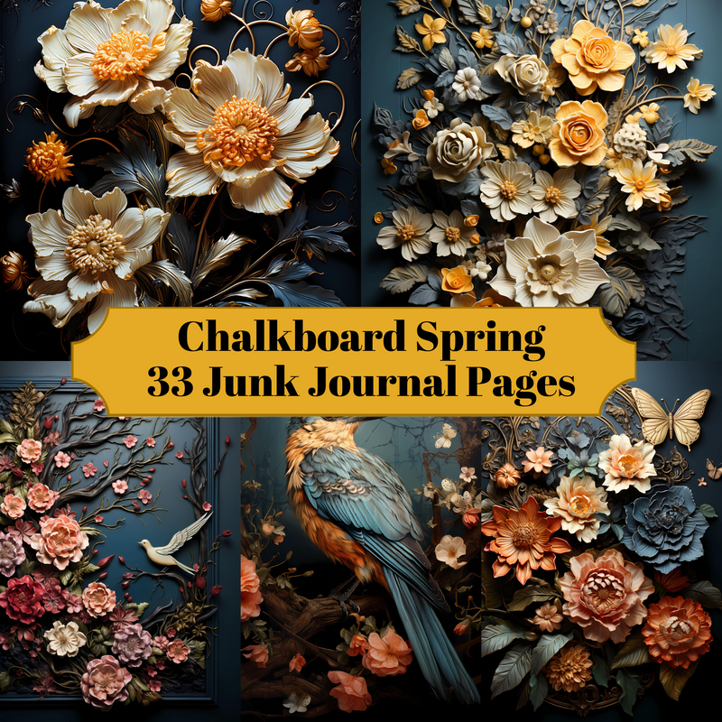 Chalkboard Spring Junk Journal Pages - CraftNest