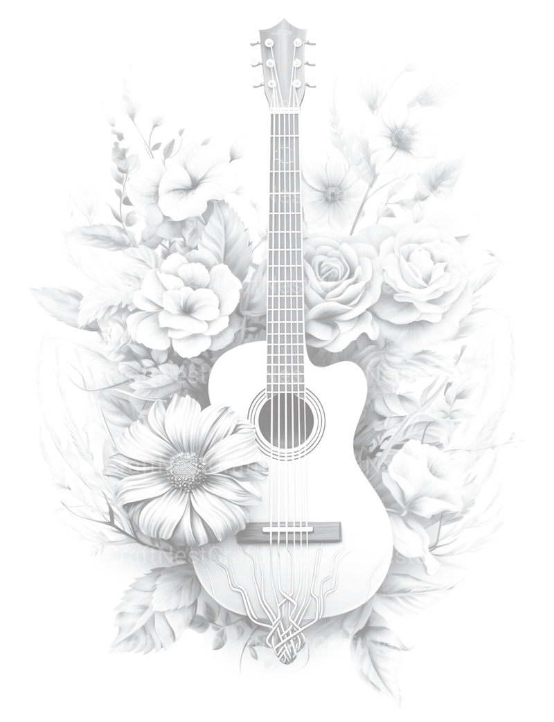 Flower Instrument Coloring Book - CraftNest - Digital Crafting and Art