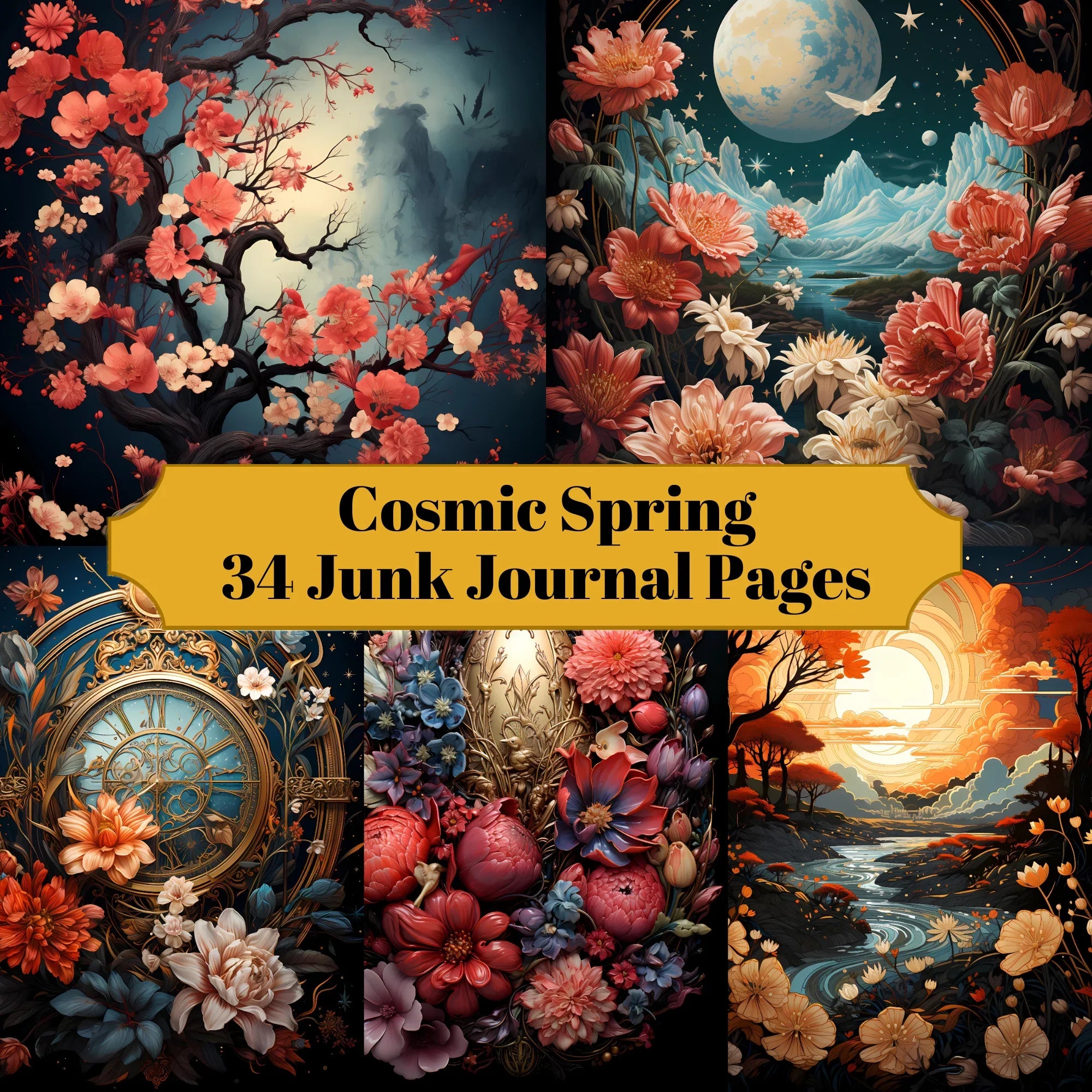 No Spring Journal Cosmic Spring Junk Journal Pages