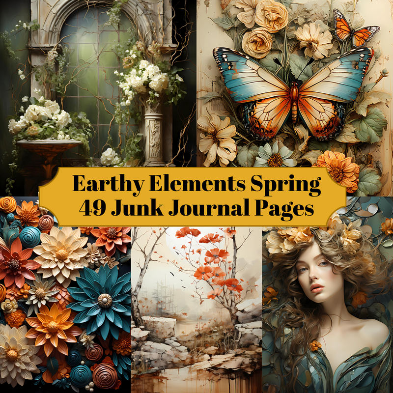 Earthy Elements Spring Junk Journal Pages - CraftNest