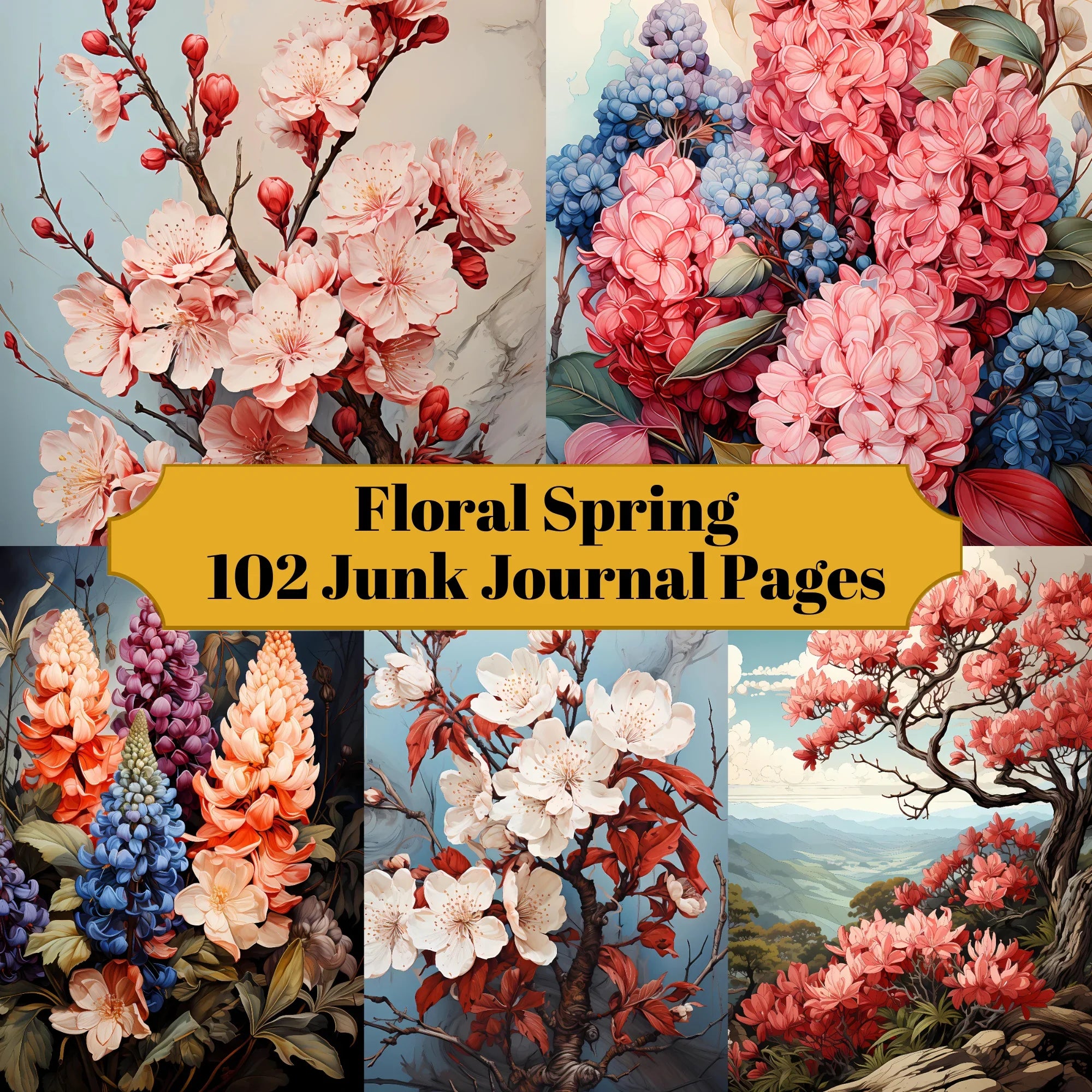Floral Spring Junk Journal Pages