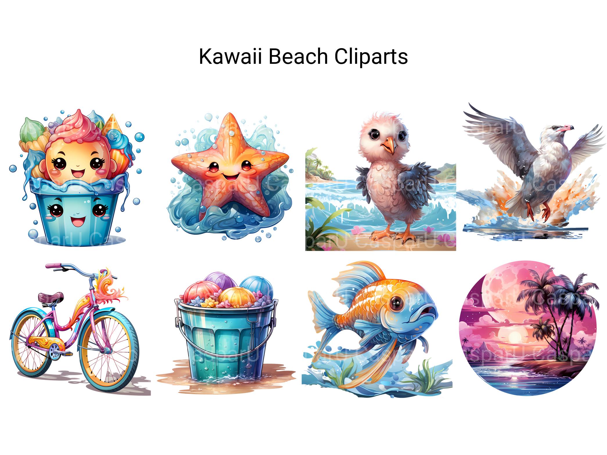 Kawaii Beach Clipart - CraftNest