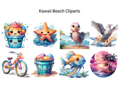 Kawaii Beach Clipart - CraftNest