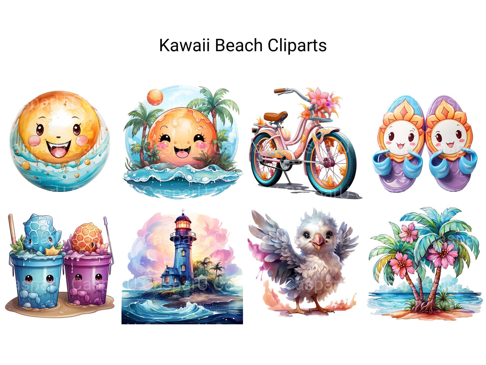 Kawaii Beach Clipart - CraftNest