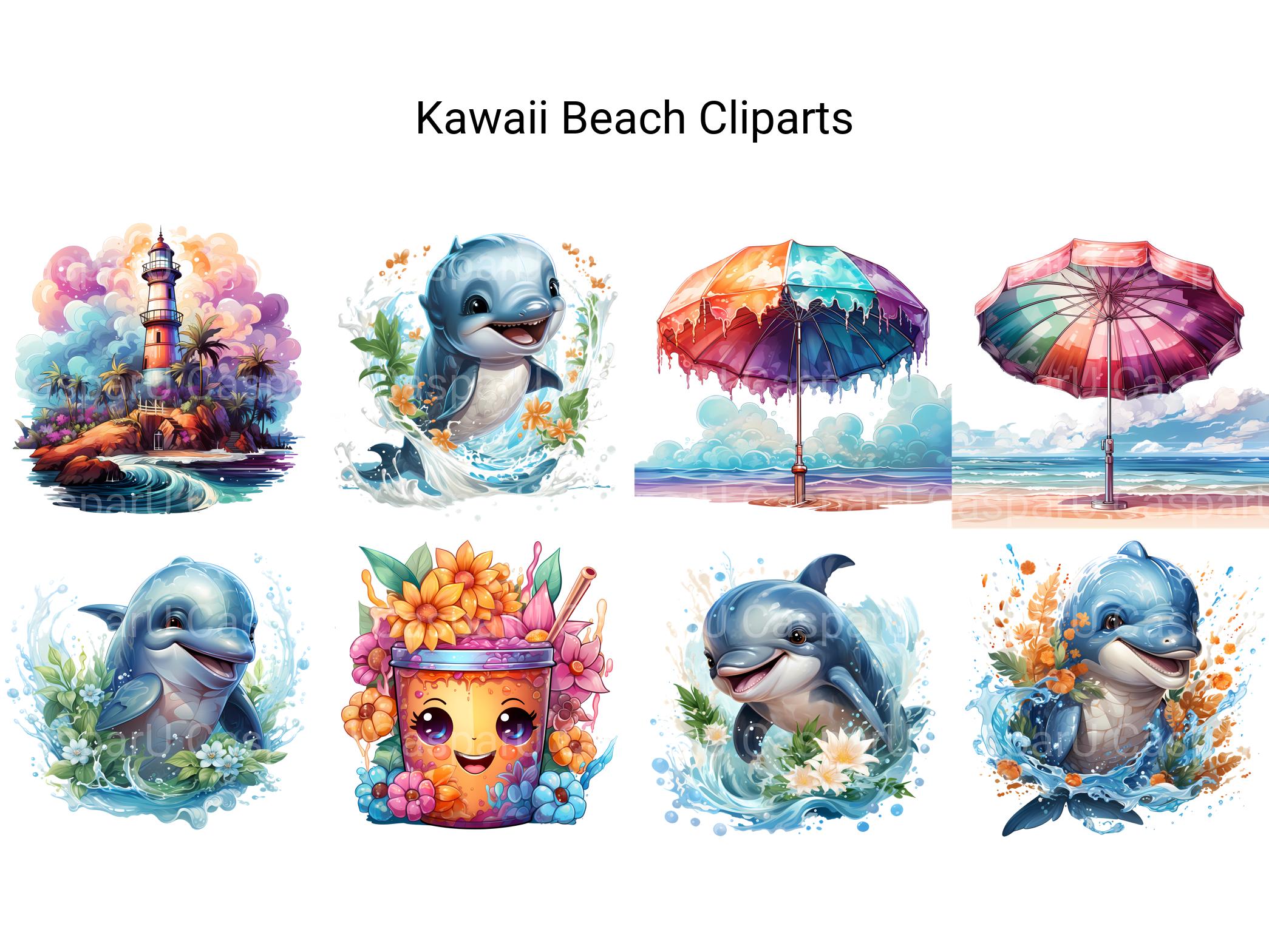 Kawaii Beach Clipart - CraftNest