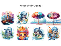 Kawaii Beach Clipart - CraftNest