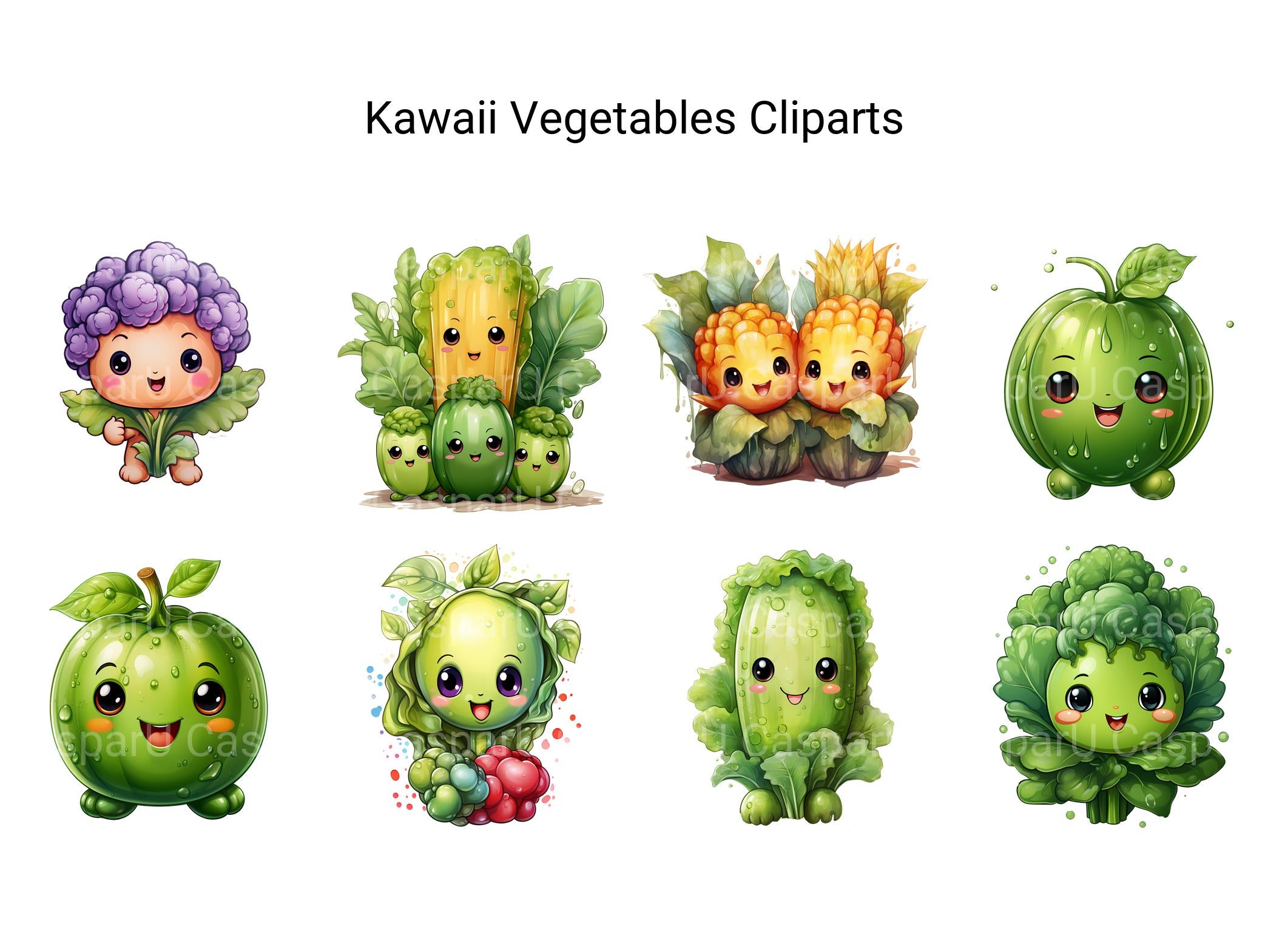 Kawaii Vegetables Clipart - CraftNest