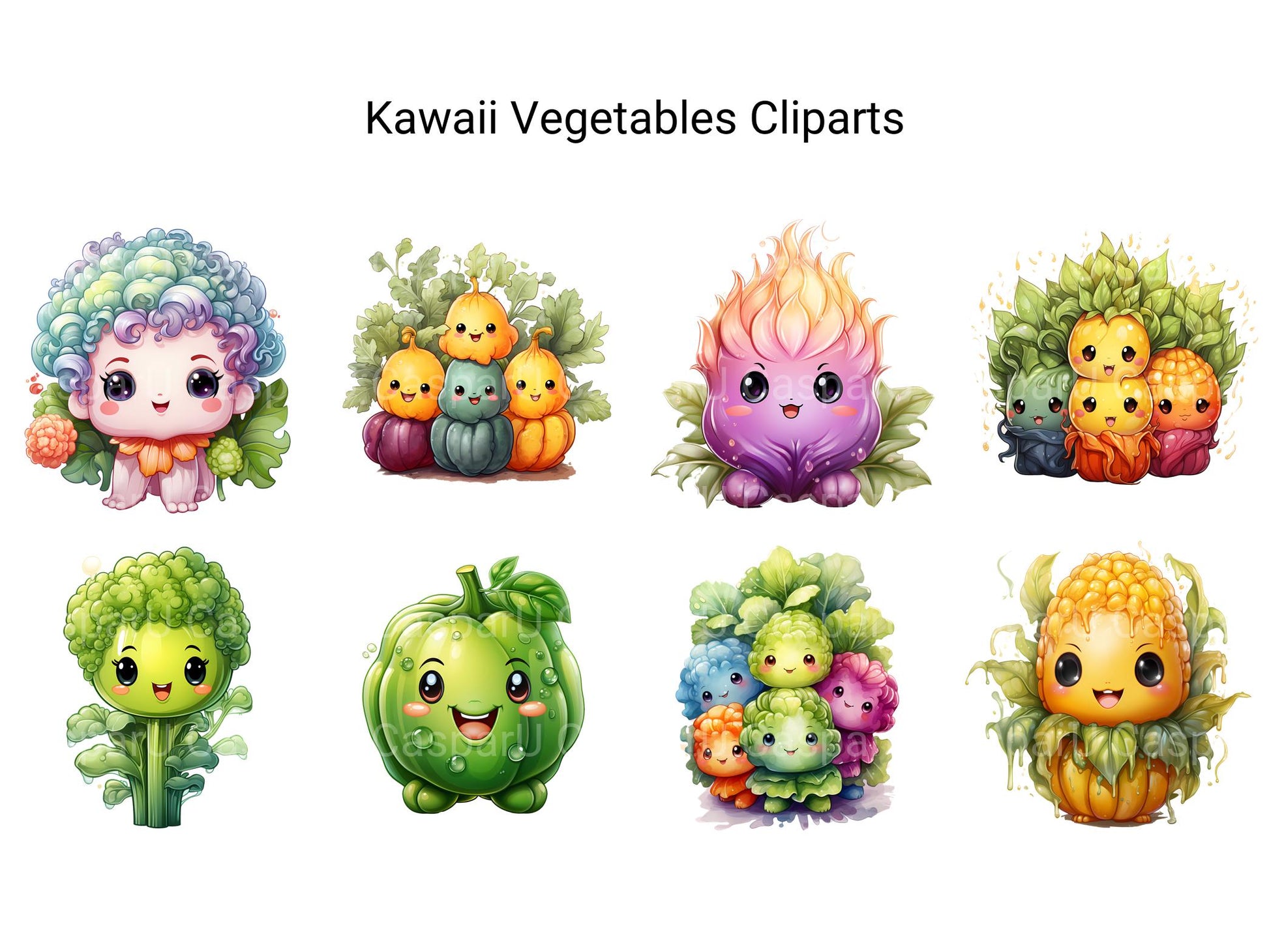 Kawaii Vegetables Clipart - CraftNest