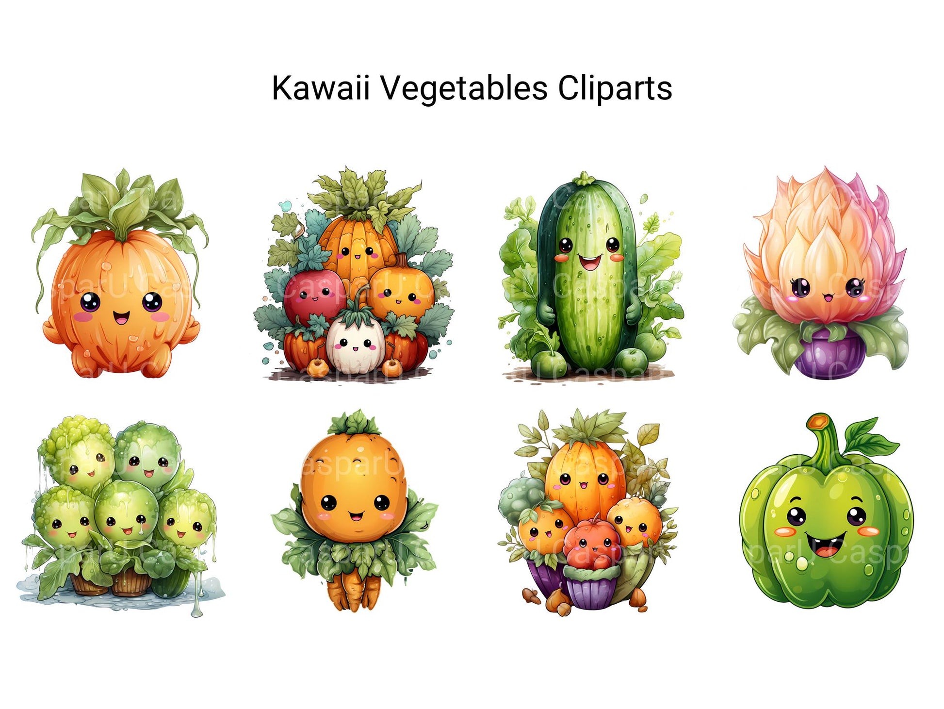 Kawaii Vegetables Clipart - CraftNest