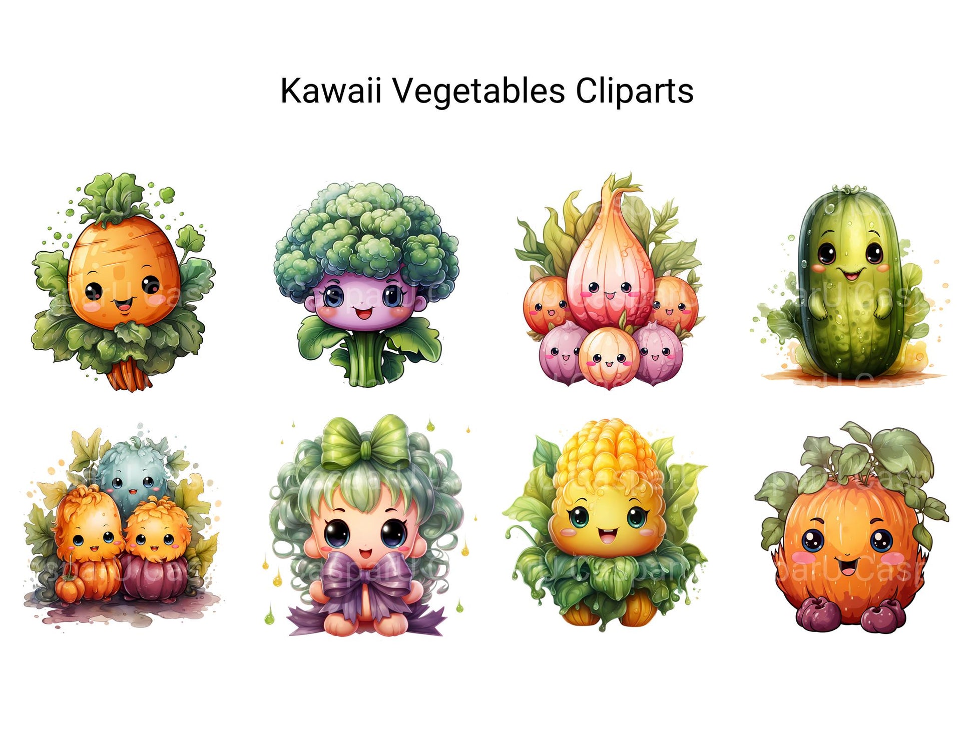 Kawaii Vegetables Clipart - CraftNest