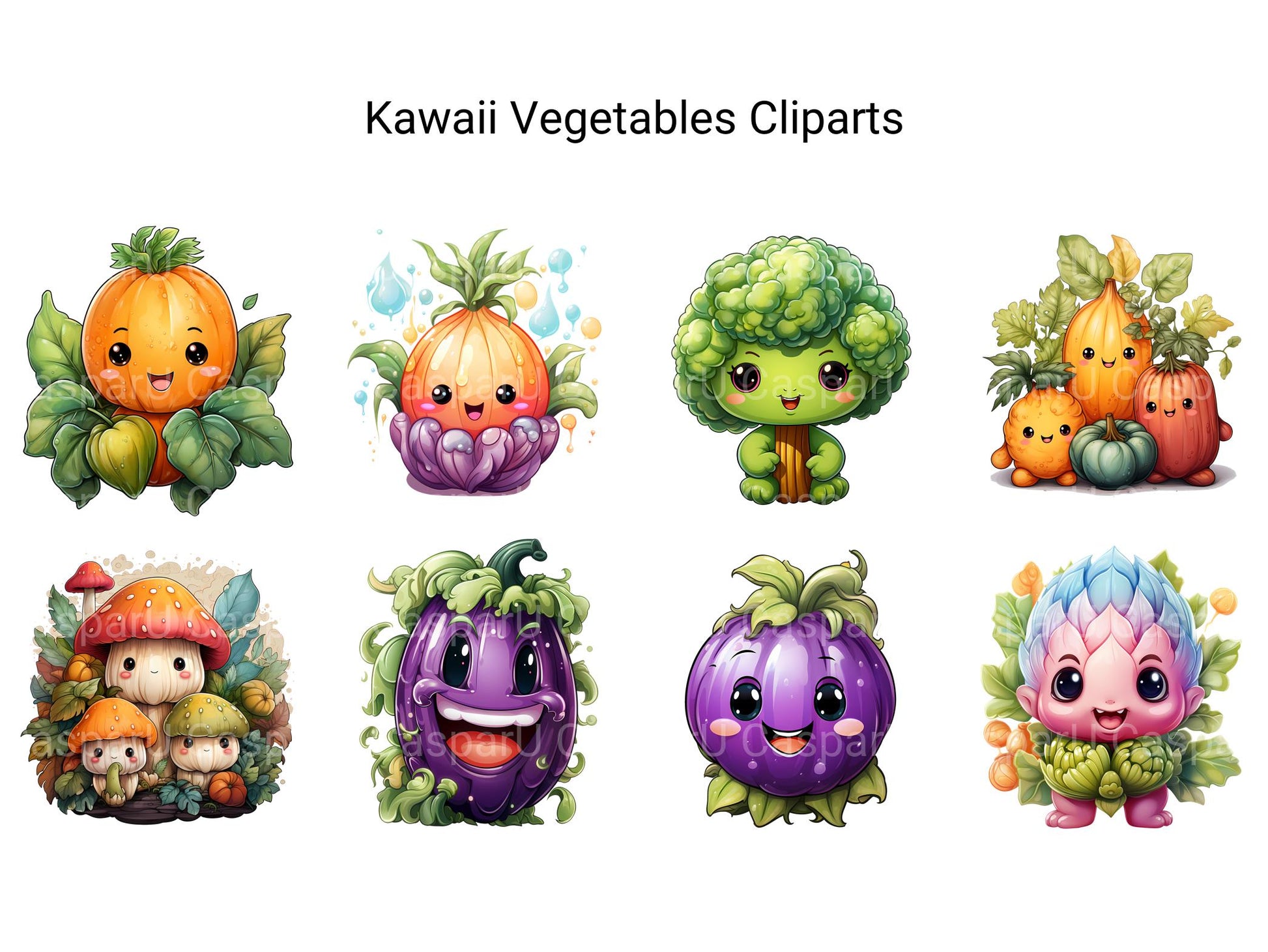 Kawaii Vegetables Clipart - CraftNest