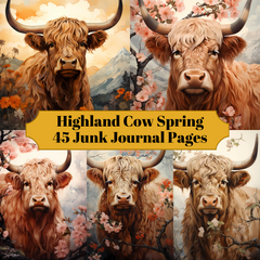 Highland Cow Spring Junk Journal Pages - CraftNest