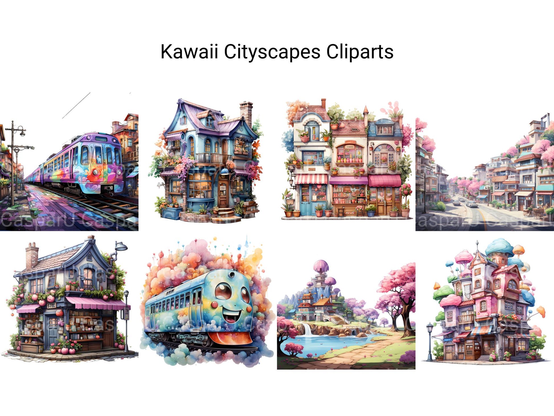 Kawaii Cityscapes Clipart - CraftNest