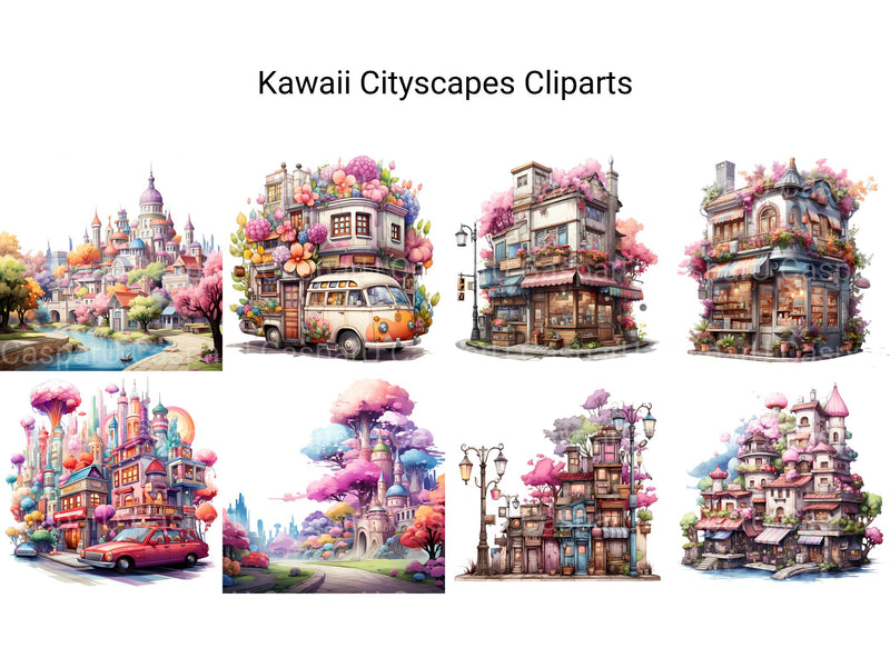 Kawaii Cityscapes Clipart - CraftNest