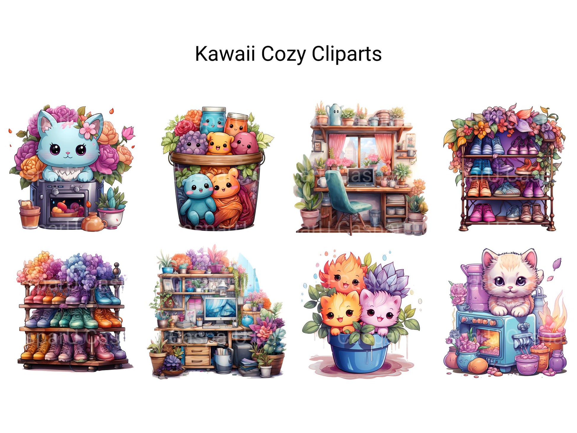 Kawaii Cozy Clipart - CraftNest