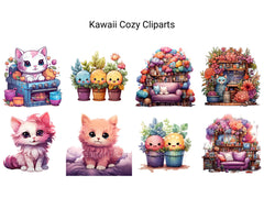 Kawaii Cozy Clipart - CraftNest