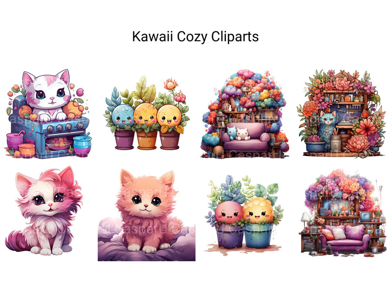 Kawaii Cozy Clipart - CraftNest