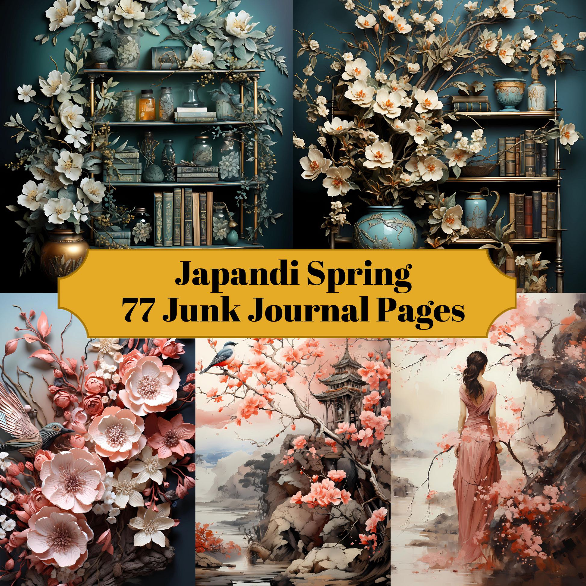 Japandi Spring Junk Journal Pages - CraftNest