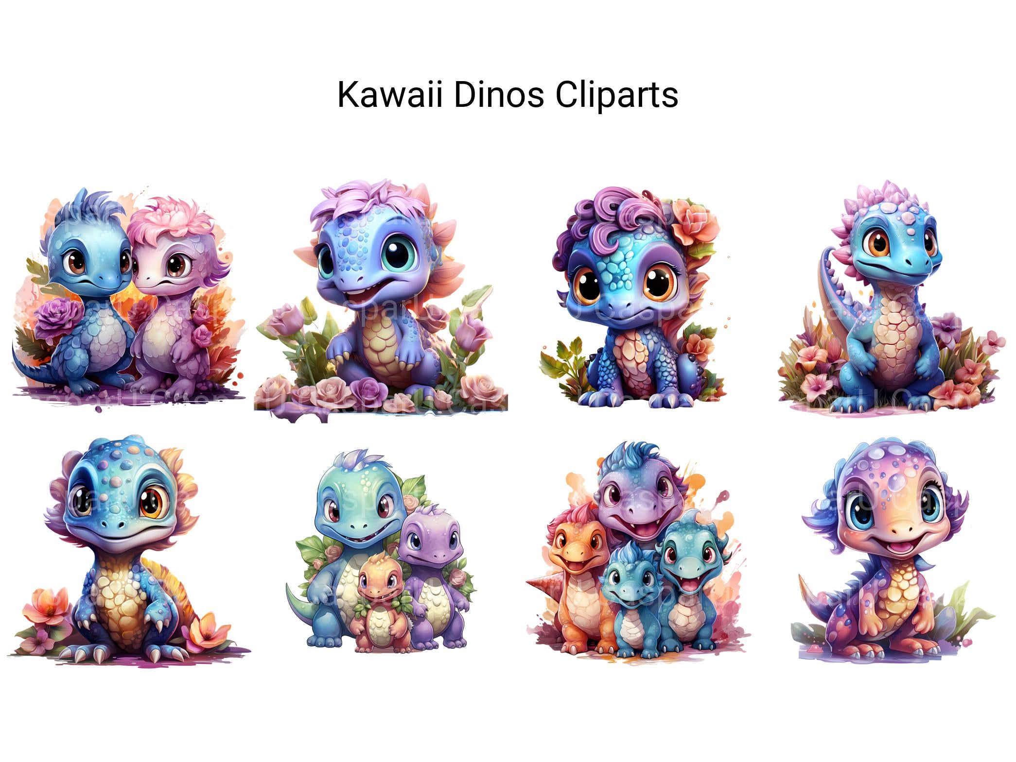 Kawaii Dinos Clipart - CraftNest