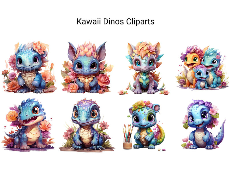 Kawaii Dinos Clipart - CraftNest