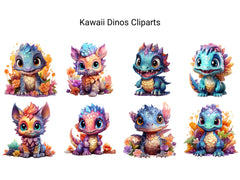 Kawaii Dinos Clipart - CraftNest