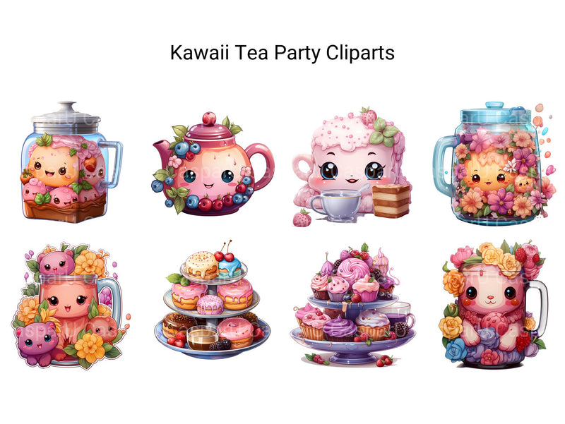 Kawaii Tea Party Clipart - CraftNest