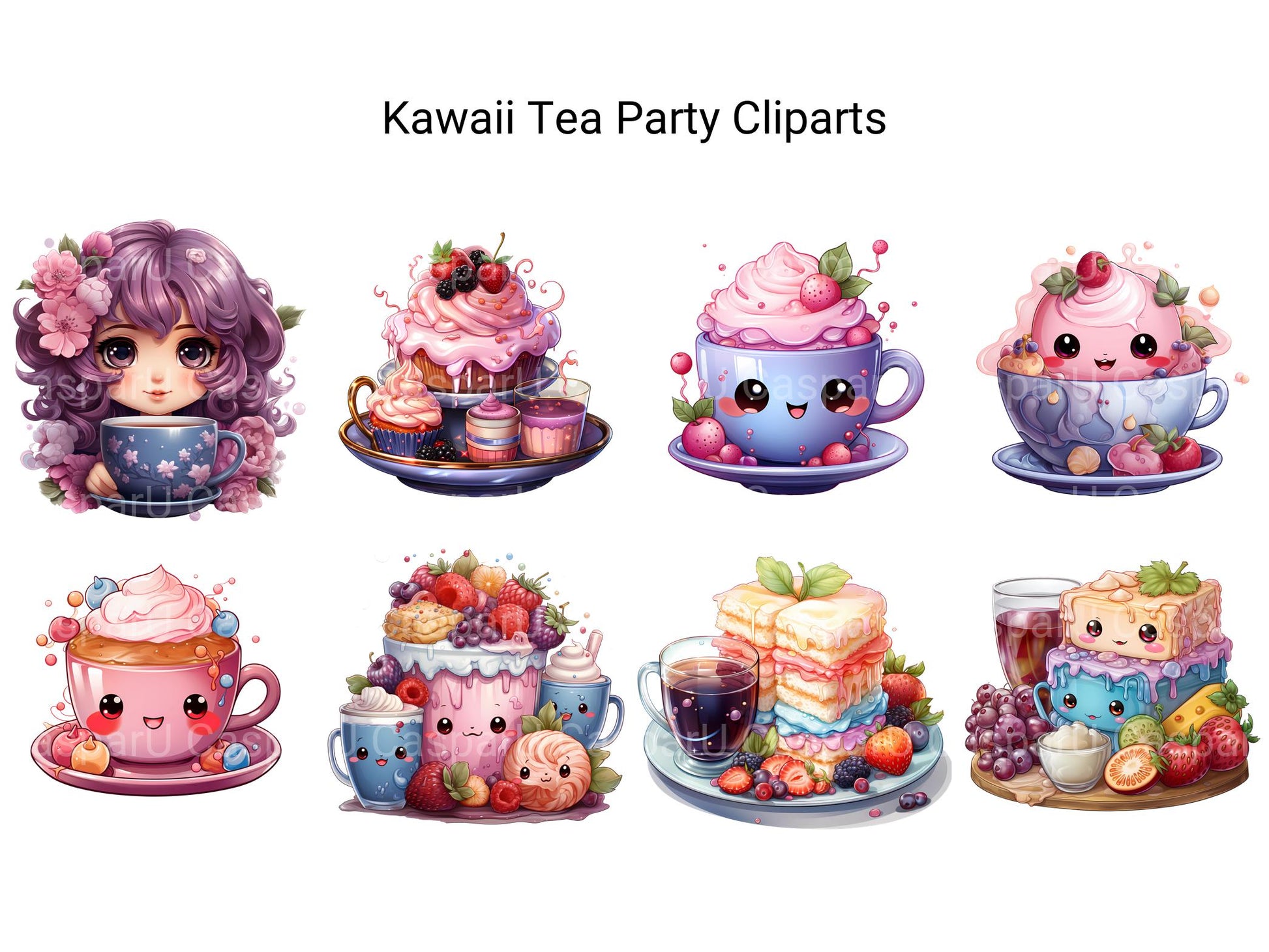 Kawaii Tea Party Clipart - CraftNest