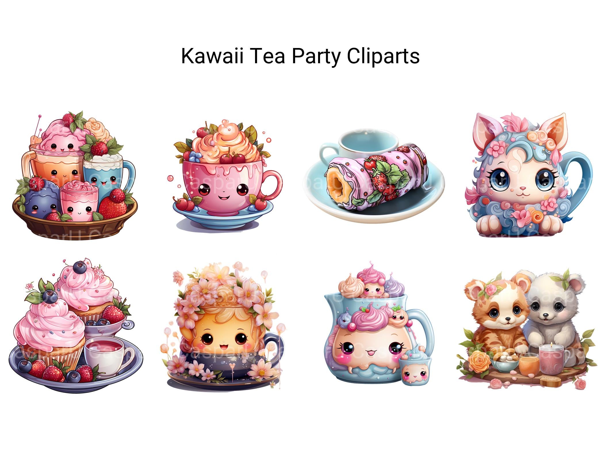 Kawaii Tea Party Clipart - CraftNest