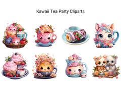 Kawaii Tea Party Clipart - CraftNest