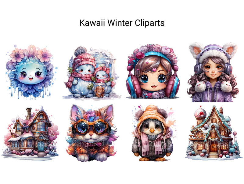 Kawaii Winter Clipart - CraftNest